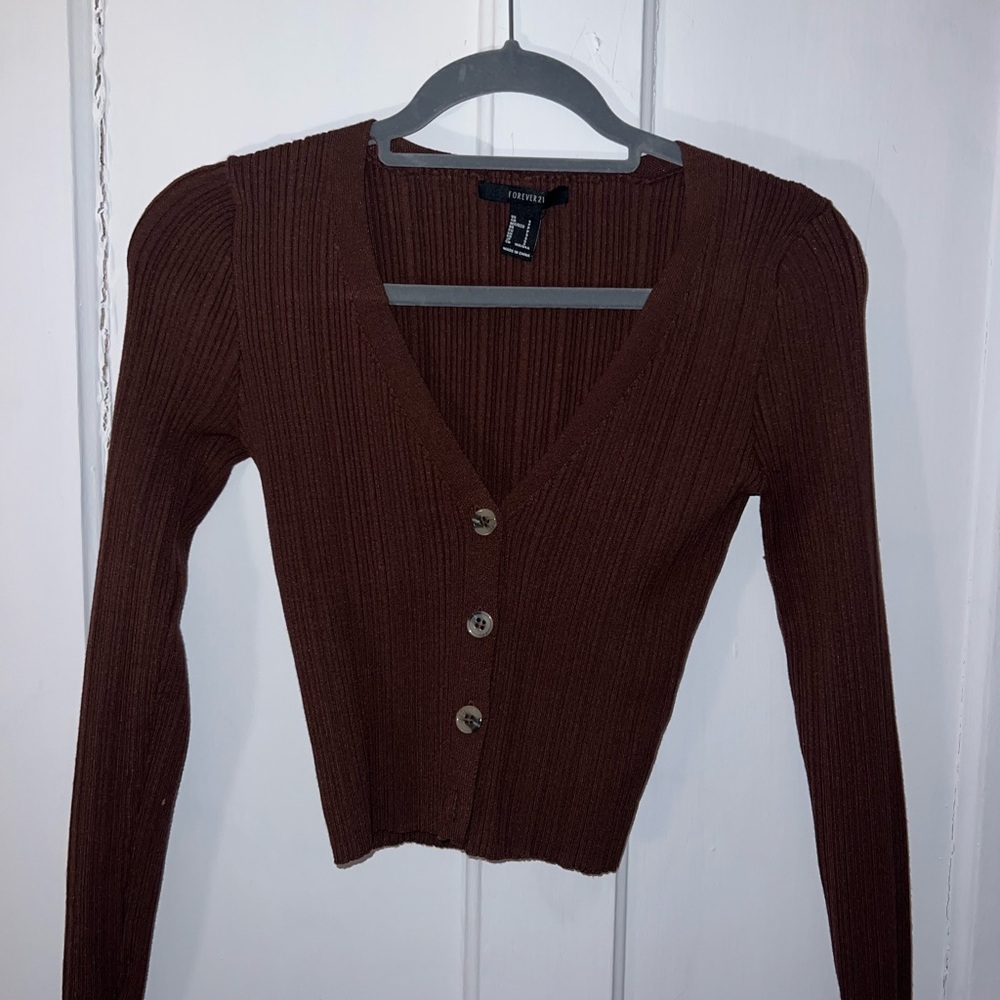 Forever 21 Brown V-Neck Sweater